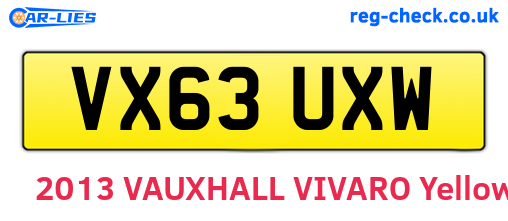 VX63UXW are the vehicle registration plates.