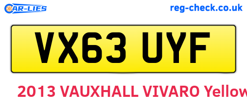 VX63UYF are the vehicle registration plates.
