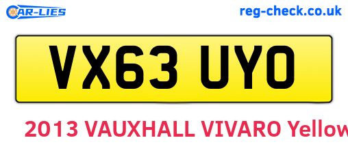 VX63UYO are the vehicle registration plates.