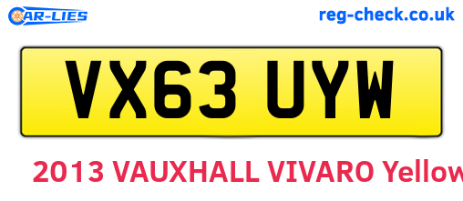VX63UYW are the vehicle registration plates.