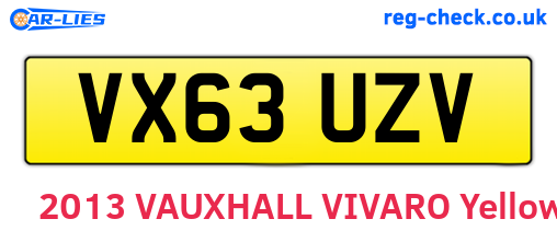 VX63UZV are the vehicle registration plates.