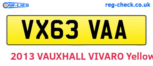 VX63VAA are the vehicle registration plates.