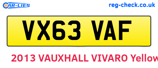 VX63VAF are the vehicle registration plates.