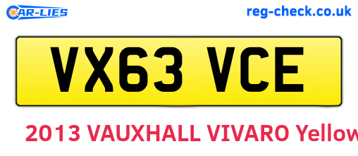 VX63VCE are the vehicle registration plates.
