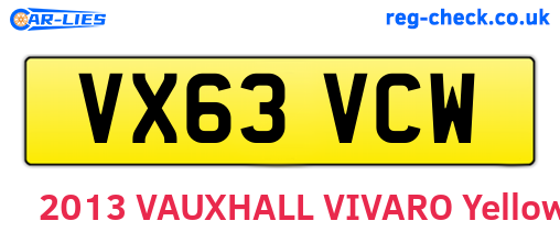 VX63VCW are the vehicle registration plates.