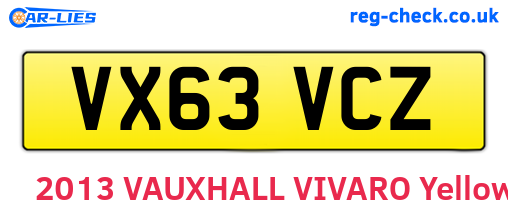 VX63VCZ are the vehicle registration plates.