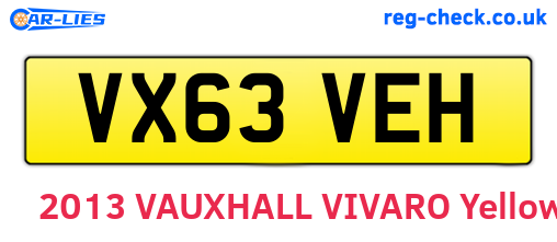 VX63VEH are the vehicle registration plates.