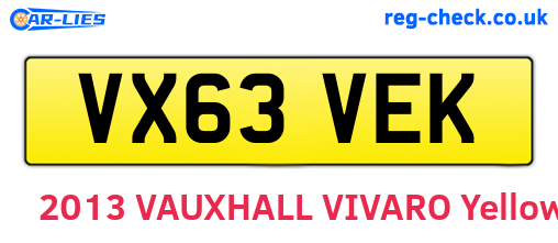 VX63VEK are the vehicle registration plates.