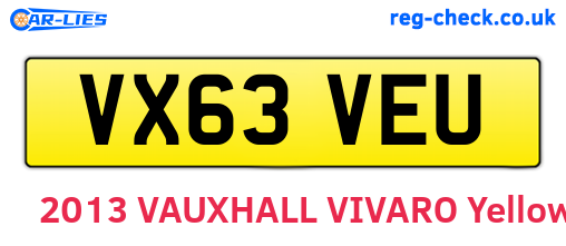 VX63VEU are the vehicle registration plates.