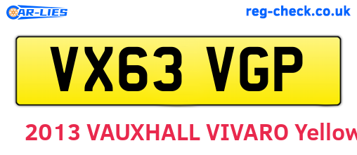 VX63VGP are the vehicle registration plates.
