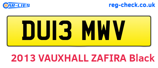 DU13MWV are the vehicle registration plates.