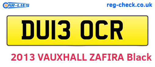 DU13OCR are the vehicle registration plates.