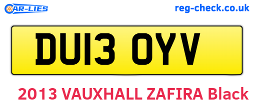 DU13OYV are the vehicle registration plates.