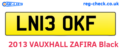 LN13OKF are the vehicle registration plates.