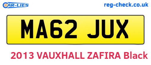 MA62JUX are the vehicle registration plates.
