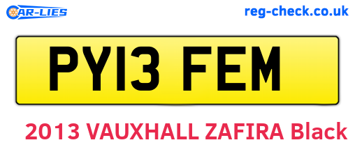 PY13FEM are the vehicle registration plates.