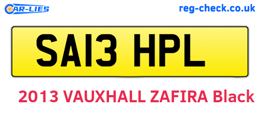 SA13HPL are the vehicle registration plates.