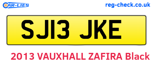 SJ13JKE are the vehicle registration plates.
