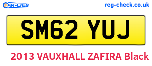 SM62YUJ are the vehicle registration plates.
