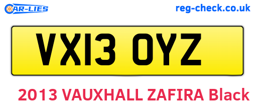 VX13OYZ are the vehicle registration plates.