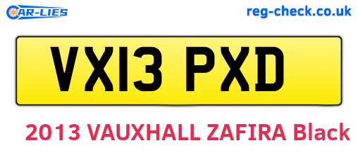 VX13PXD are the vehicle registration plates.