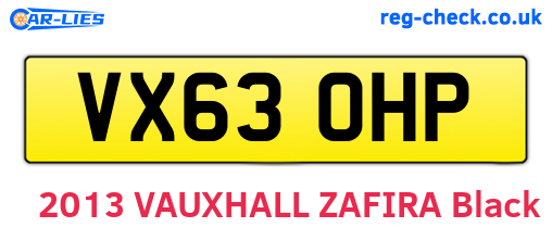 VX63OHP are the vehicle registration plates.