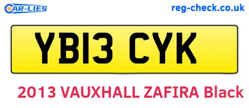 YB13CYK are the vehicle registration plates.