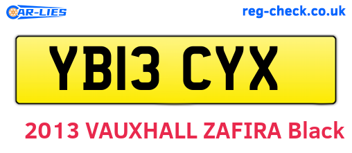 YB13CYX are the vehicle registration plates.