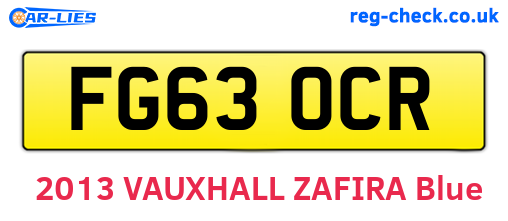 FG63OCR are the vehicle registration plates.