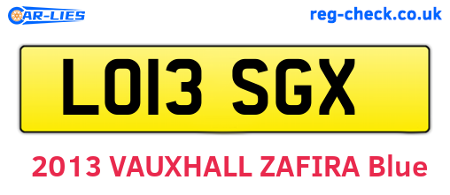 LO13SGX are the vehicle registration plates.