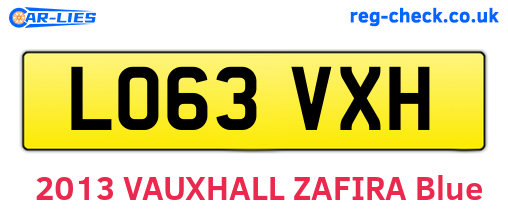 LO63VXH are the vehicle registration plates.
