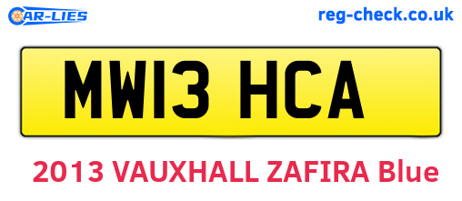 MW13HCA are the vehicle registration plates.