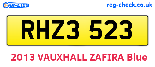 RHZ3523 are the vehicle registration plates.