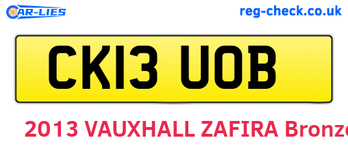 CK13UOB are the vehicle registration plates.