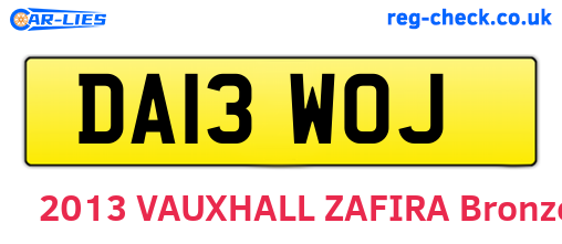 DA13WOJ are the vehicle registration plates.