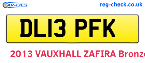 DL13PFK are the vehicle registration plates.