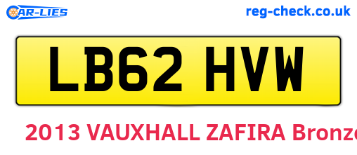 LB62HVW are the vehicle registration plates.