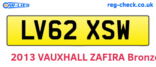 LV62XSW are the vehicle registration plates.