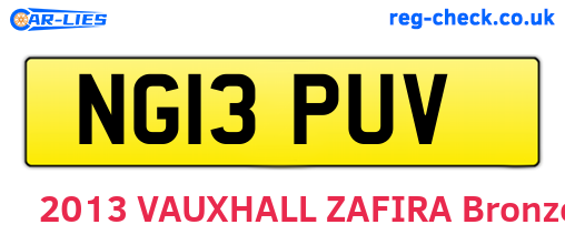 NG13PUV are the vehicle registration plates.