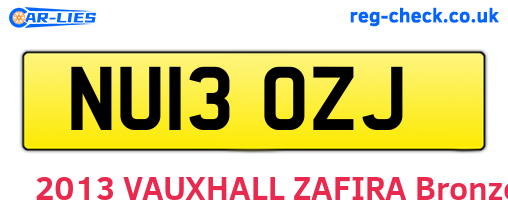 NU13OZJ are the vehicle registration plates.