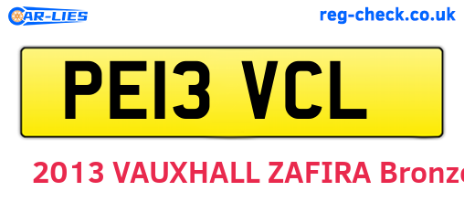 PE13VCL are the vehicle registration plates.