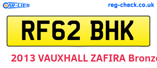 RF62BHK are the vehicle registration plates.