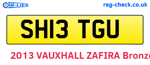SH13TGU are the vehicle registration plates.