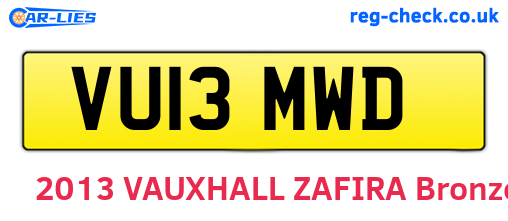 VU13MWD are the vehicle registration plates.