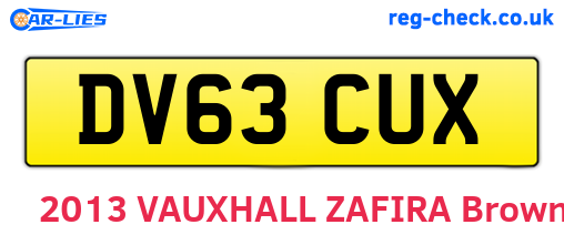 DV63CUX are the vehicle registration plates.