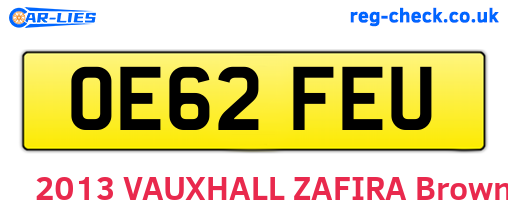 OE62FEU are the vehicle registration plates.