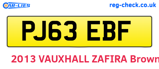 PJ63EBF are the vehicle registration plates.