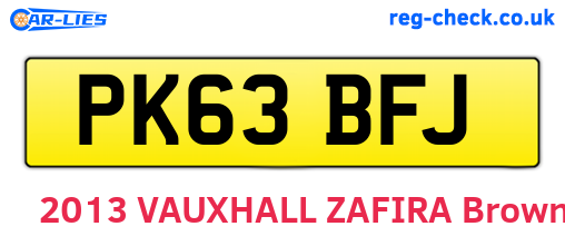 PK63BFJ are the vehicle registration plates.