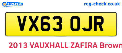 VX63OJR are the vehicle registration plates.