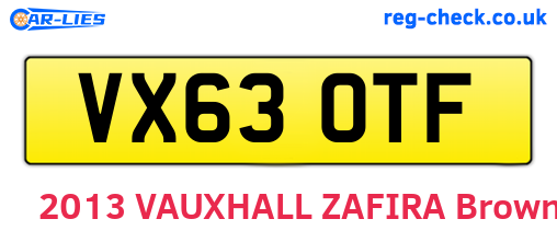 VX63OTF are the vehicle registration plates.